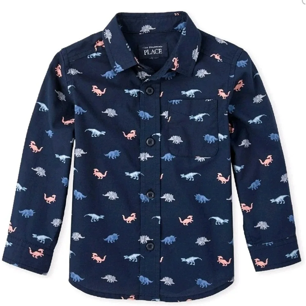 The Children's Place‎ Baby Boys Printed Long Sleeve Poplin, Tidal 6-9M